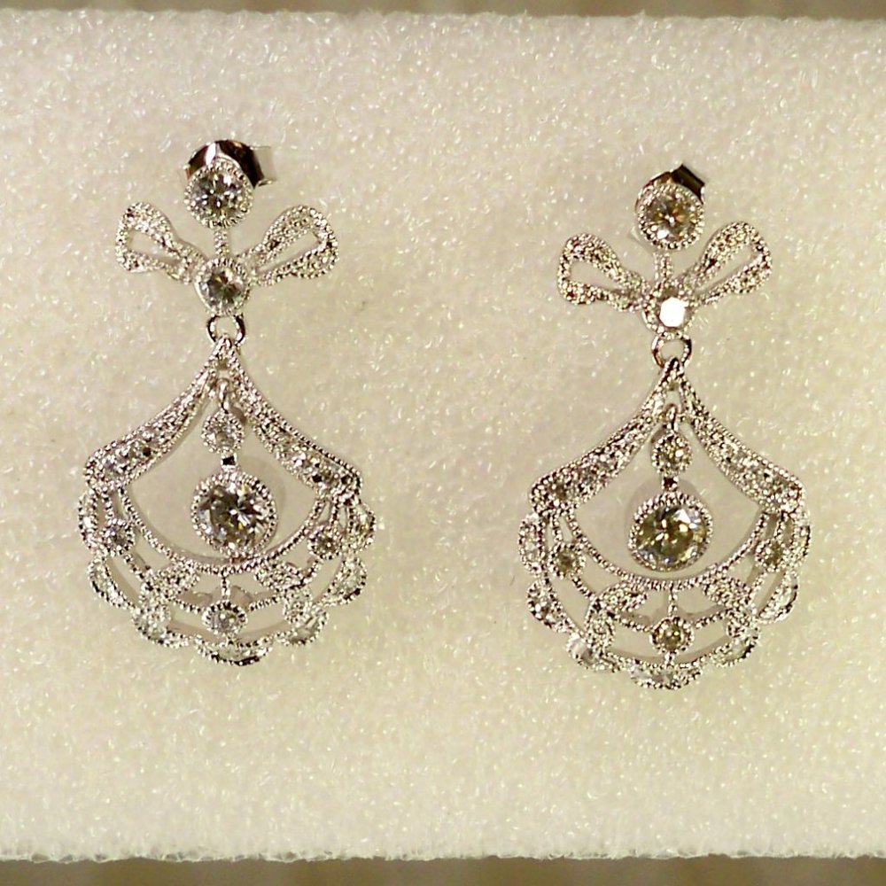 NEW Cubic Zirconia Silver DESIGNER Dangle Earrings